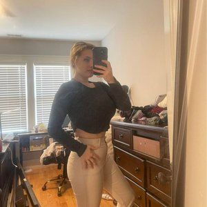 Dark Grey Cropped Shirt - Forever 21